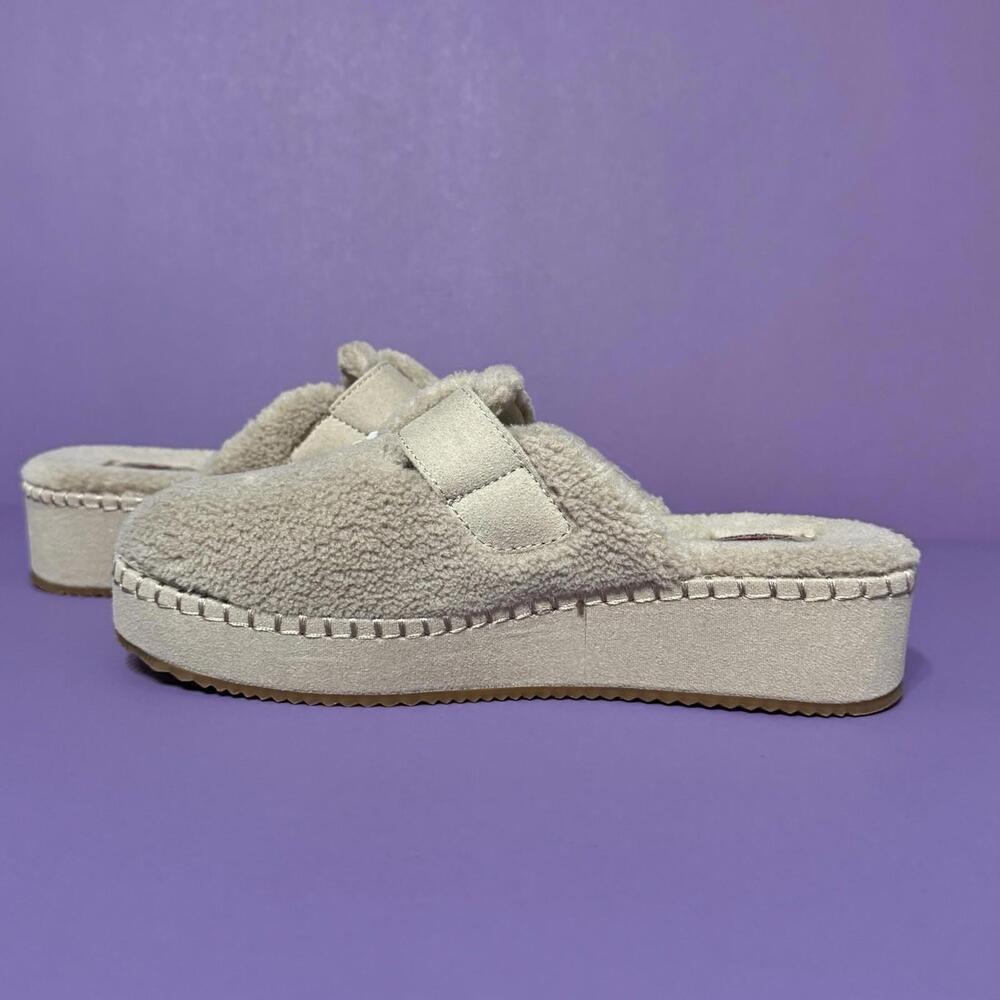 BOBS by Skechers Faux Fur Taupe Platform Slippers Vegan 114558 Women’s 8 - Picture 7 of 11